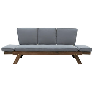 English Elm TOPMAX Outdoor Adjustable Patio Daybed Sofa with Acacia Hardwood Frame, Water-Resistant Cushions Gray SP100141AAE