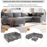 English Elm Modular Sectional Sofa With Ottoman L Shaped Corner Sectional For Living Room, Office, Spacious Space(Same Sku: Wy000336Aae)