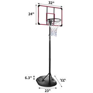 English Elm Portable Basketball Hoop Steel Frame Adjustable Height 7.5 to 9.2 Ft with Wheels W140860513