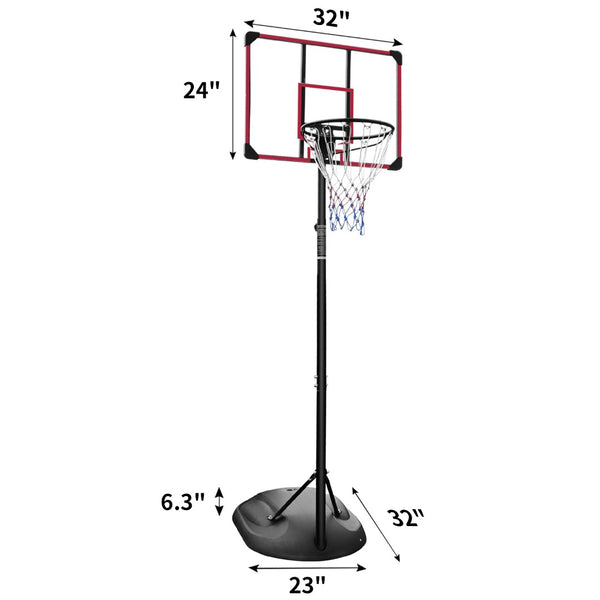 English Elm Portable Basketball Hoop Steel Frame Adjustable Height 7.5 to 9.2 Ft with Wheels W140860513