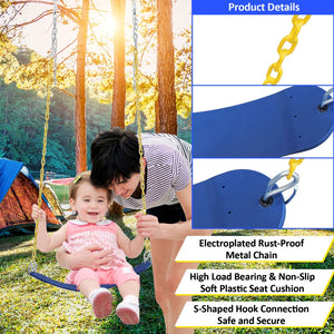 English Elm 2 in 1 Kids Outdoor Steel A-frame Backyard Swing Set with Saucer and Belt Seats W1408P163242