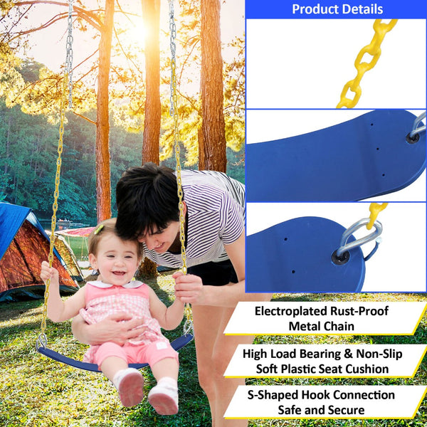 English Elm 2 in 1 Kids Outdoor Steel A-frame Backyard Swing Set with Saucer and Belt Seats W1408P163242