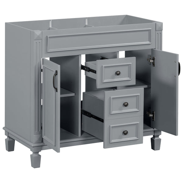 English Elm 36'' Modern Bathroom Vanity Cabinet Only with 2 Soft-Close Doors & 2 Drawers, Sturdy 300lb Capacity Gray N710P236997E