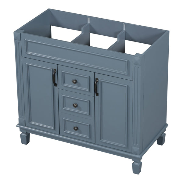 English Elm 36'' Modern Bathroom Vanity Cabinet Only with 2 Soft-Close Doors & 2 Drawers, Sturdy 300lb Capacity Blue N710P236997C