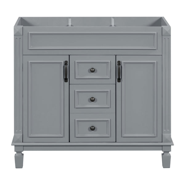 English Elm 36'' Modern Bathroom Vanity Cabinet Only with 2 Soft-Close Doors & 2 Drawers, Sturdy 300lb Capacity Gray N710P236997E