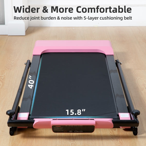 English Elm Treadmills for Home Office Use with Led Display Compact Under Desk Walking Running Pink W1303113536