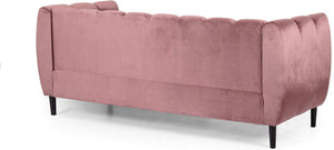 English Elm Miranda Channel Stitch Velvet Sofa Curved Shell Design for Glam Living Rooms Blush N771P371449P_N771P371450P