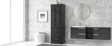 English Elm Tall Storage Cabinet With Three Drawers For Bathroom/Office, Black