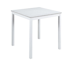 English Elm Wooden Counter Height Square Dining Table Glam Crystal Edge Detail Seats Four White W1998128390