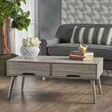 Christopher Knight Home® Sleek Coffee Table with Storage Drawers & Splayed Legs | Solid Wood | 41.50 x 21.75 x 17.75