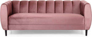 English Elm Miranda Channel Stitch Velvet Sofa Curved Shell Design for Glam Living Rooms Blush N771P371449P_N771P371450P