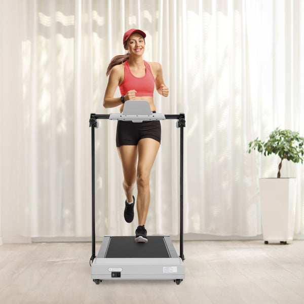 English Elm Treadmills for Home Office Use with Led Display Compact Under Desk Walking Running Grey W1303113535