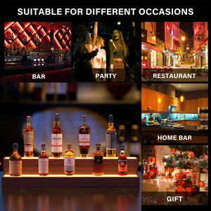 English Elm Led Illuminated 3 Tier Freestanding Bar Bottle Display Shelf with App Remote Control W2178P163144