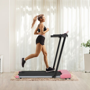 English Elm Treadmills for Home Office Use with Led Display Compact Under Desk Walking Running Pink W1303113536