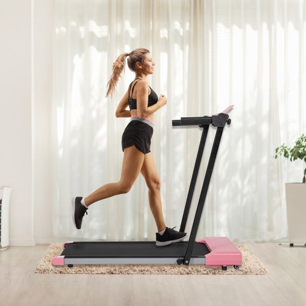 English Elm Treadmills for Home Office Use with Led Display Compact Under Desk Walking Running Pink W1303113536