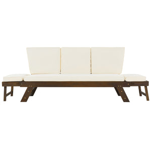 English Elm TOPMAX Outdoor Adjustable Patio Daybed Sofa with Acacia Hardwood Frame, Water-Resistant Cushions Beige SP100141AAA