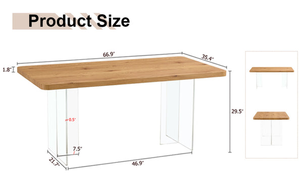 English Elm F-1298-17090-wmt Rectangular Acrylic Leg Table for Modern Dining Office or Kitchen Use W1151P147638