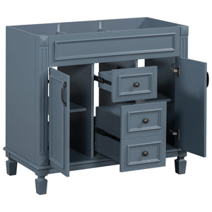 English Elm 36'' Modern Bathroom Vanity Cabinet Only with 2 Soft-Close Doors & 2 Drawers, Sturdy 300lb Capacity Blue N710P236997C