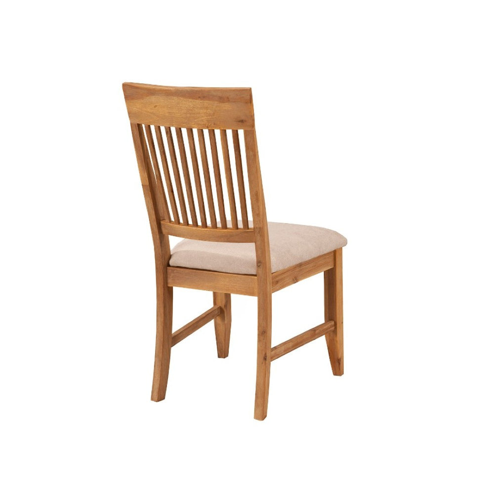 English Elm Slatted High Back Solid Wood Dining Chairs Set of 2 with Padded Seat Antique Style B056P163189