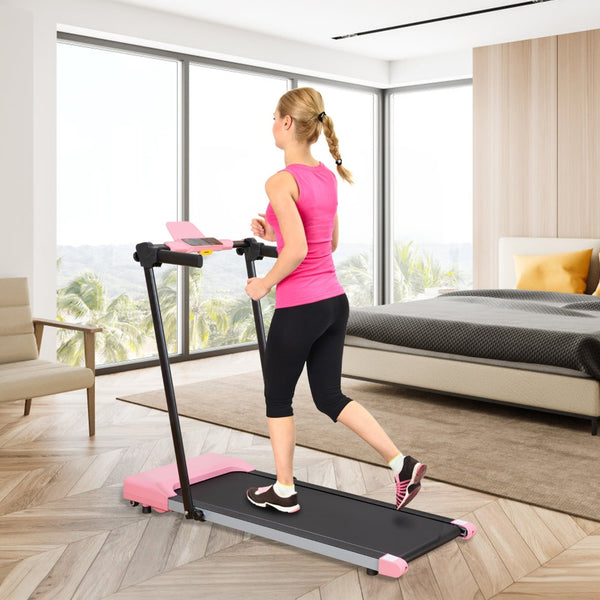 English Elm Treadmills for Home Office Use with Led Display Compact Under Desk Walking Running Pink W1303113536