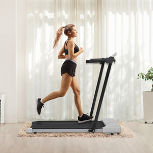 English Elm Treadmills for Home Office Use with Led Display Compact Under Desk Walking Running Grey W1303113535