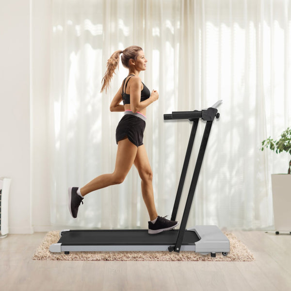 English Elm Treadmills for Home Office Use with Led Display Compact Under Desk Walking Running Grey W1303113535