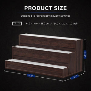 English Elm Led Illuminated Liquor Bottle Display Shelf 3 Tier Freestanding Bar Accent with App Control Walnut W2178P163149