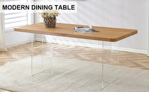 English Elm F-1298-17090-wmt Rectangular Acrylic Leg Table for Modern Dining Office or Kitchen Use W1151P147638