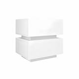 Hearth and Haven White Color High Glossy 2 Drawers Bedside Table with Rgb Led Light Nightstand with Bluetooth Control W2139142767
