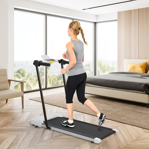 English Elm Treadmills for Home Office Use with Led Display Compact Under Desk Walking Running Grey W1303113535