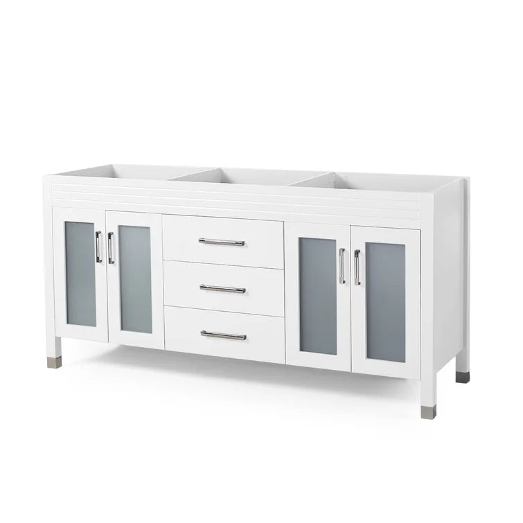 English Elm Christopher Knight Home® - 72'' White Vanity Cabinet 72" Double Sink Base with Frosted Glass Doors, Soft-Close Drawers, Solid Wood 65597.00