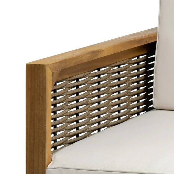 English Elm Christopher Knight Home® - Outdoor 4-Piece Acacia Wood Chat Set With Wicker Accents, Water-Resistant Cushions & Teak Finish 68942.00BGE-2_70141.00BGE