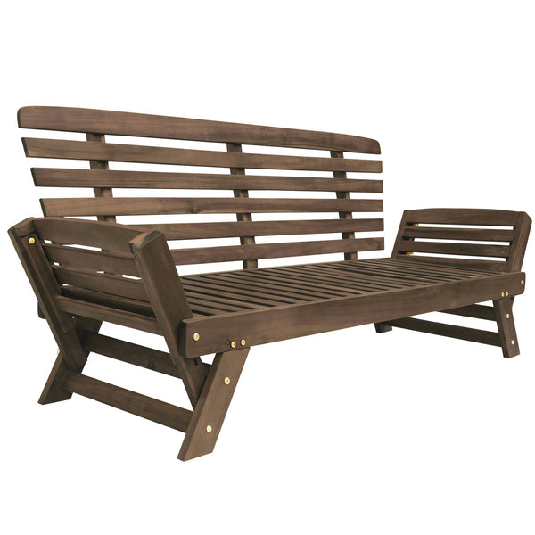 English Elm TOPMAX Outdoor Adjustable Patio Daybed Sofa with Acacia Hardwood Frame, Water-Resistant Cushions Gray SP100141AAE