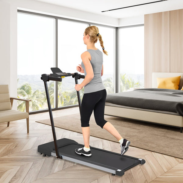 English Elm Treadmills for Home Office Use with Led Display Compact Under Desk Walking Running Black W1303113534