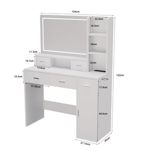 English Elm Newly Designed Led Smart Vanity with Drawer Storage for Bedroom Dressing Routine W1320138091