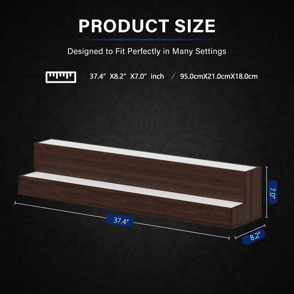 English Elm Led Illuminated 3 Tier Freestanding Bar Bottle Display Shelf with App Remote Control W2178P163144