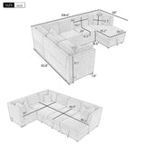 Hearth and Haven 108.6" U-Shaped Sectional Sofa Pull Out Sofa Bed with Two Usb Ports, Two Power Sockets, Three Back Pillows and a Storage Chaise For Living Room SG001410AAE