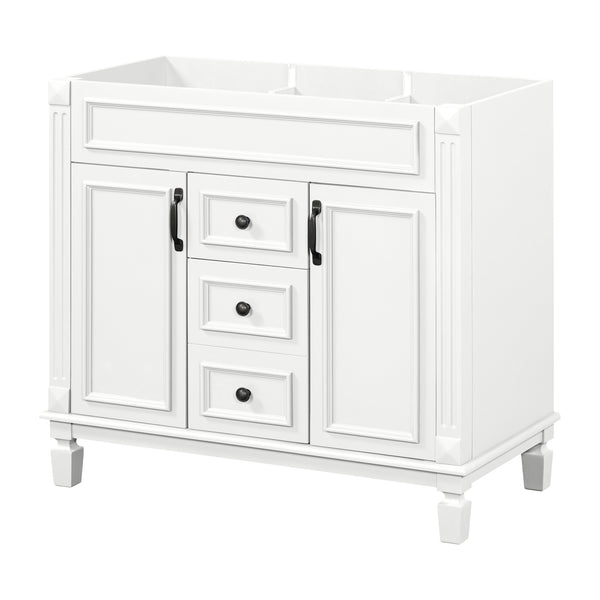 English Elm 36'' Modern Bathroom Vanity Cabinet Only with 2 Soft-Close Doors & 2 Drawers, Sturdy 300lb Capacity White N710P236997K