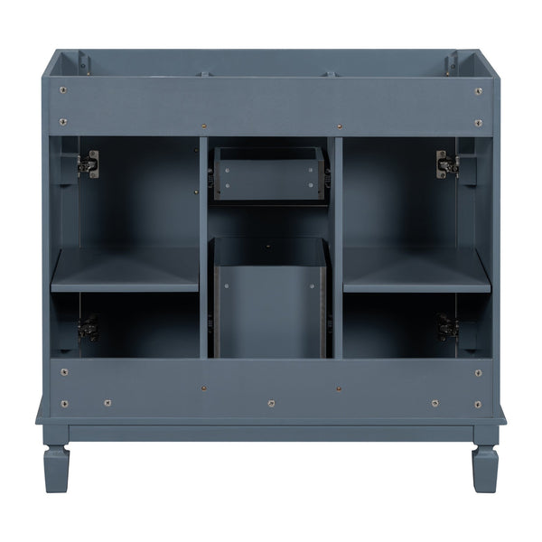 English Elm 36'' Modern Bathroom Vanity Cabinet Only with 2 Soft-Close Doors & 2 Drawers, Sturdy 300lb Capacity Blue N710P236997C