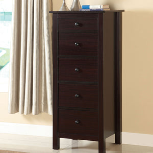 English Elm Transitional Espresso 5-Drawer Compact Chest for Small Spaces - Solid Wood Veneer, Modern Storage B011P163369
