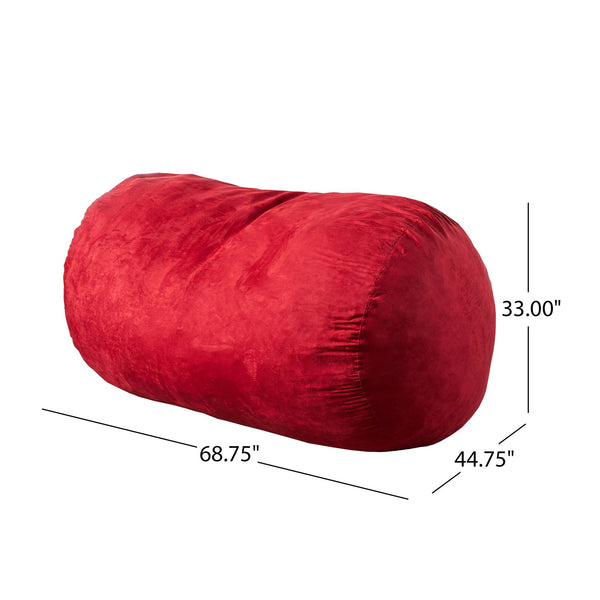 English Elm Firefly 6.5ft Suede Cylindrical Bean Bag Sofa, Red Microfiber, Removable Washable Cover, Foam Filled B181P163066