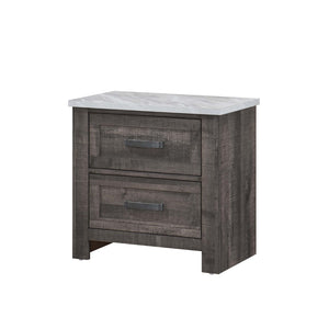 English Elm Antique Gray White Farmhouse Nightstand Two Drawer Hardwood Veneer Bedside Table B011P163347