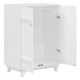 Hearth and Haven Wooden Wardrobe Cabinet with Hanging Rod, Storage Armoires with Doors , White WF320864AAK