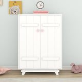 Hearth and Haven Wooden Wardrobe Cabinet with Hanging Rod, Storage Armoires with Doors , White WF320864AAK