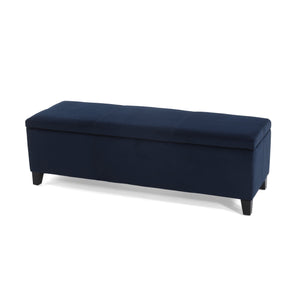 English Elm Christopher Knight Home® - GLOUSTER Plush Velvet Storage Ottoman with Lift-Top, Foam-Padded Seat, Sturdy Wood Frame & Chic Base Dark Blue 57742.00DBLU