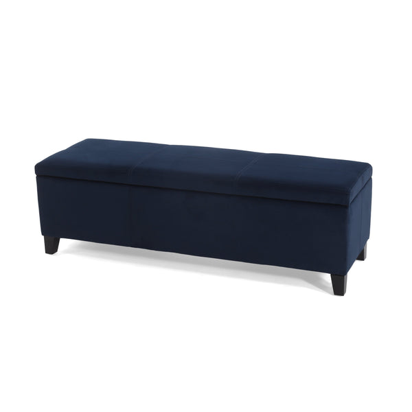 English Elm Christopher Knight Home® - GLOUSTER Plush Velvet Storage Ottoman with Lift-Top, Foam-Padded Seat, Sturdy Wood Frame & Chic Base Dark Blue 57742.00DBLU