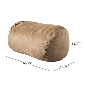 English Elm Marlin Suede Cylindrical 6.5ft Bean Bag Chair with Removable Washable Cover and High-Density Foam Comfort Tuscany B181P163034