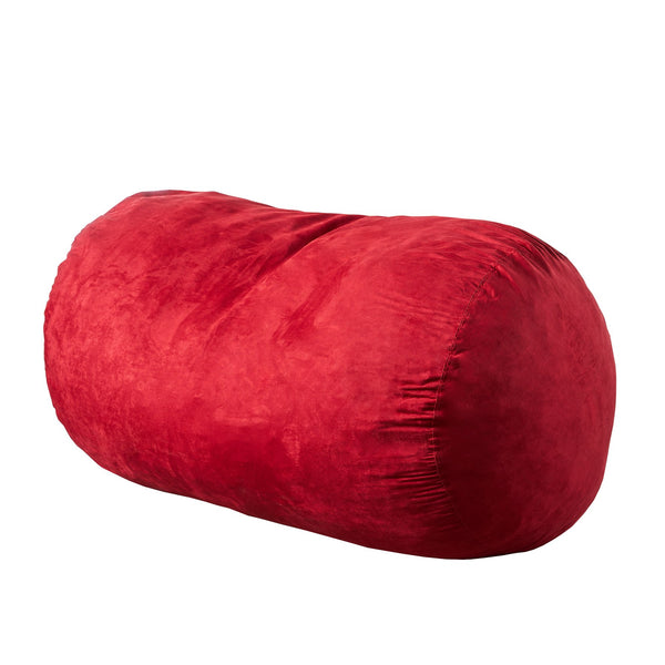 English Elm Firefly 6.5ft Suede Cylindrical Bean Bag Sofa, Red Microfiber, Removable Washable Cover, Foam Filled B181P163066
