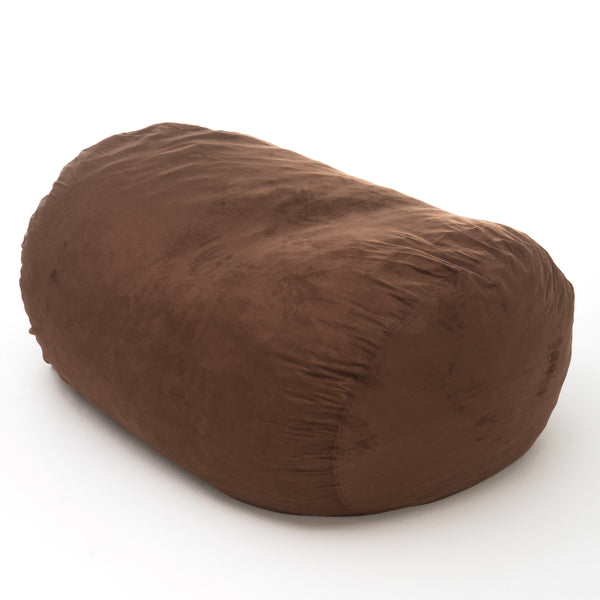 English Elm Nest 6.5 Foot Cylindrical Suede Bean Bag Chair with Removable Washable Cover and High-Density Foam Comfort Brown B181P163039