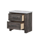 English Elm Antique Gray and White Storage Nightstand With Drawers, Bedside Table, Bedroom Furniture Hardwood Veneer